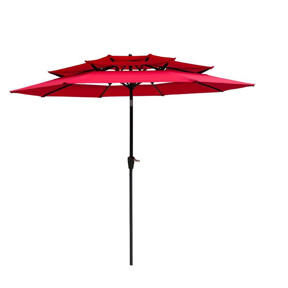 CoolSum 9 ft. Steel Push-Up Three-Layer Patio Umbrella in Red with Crank, Tilt and Wind Vents, UV-Resistant price history on PriceWatchPro