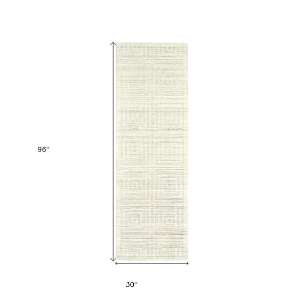 Ivory 2 ft. x 8 ft. Geometric Runner Rug