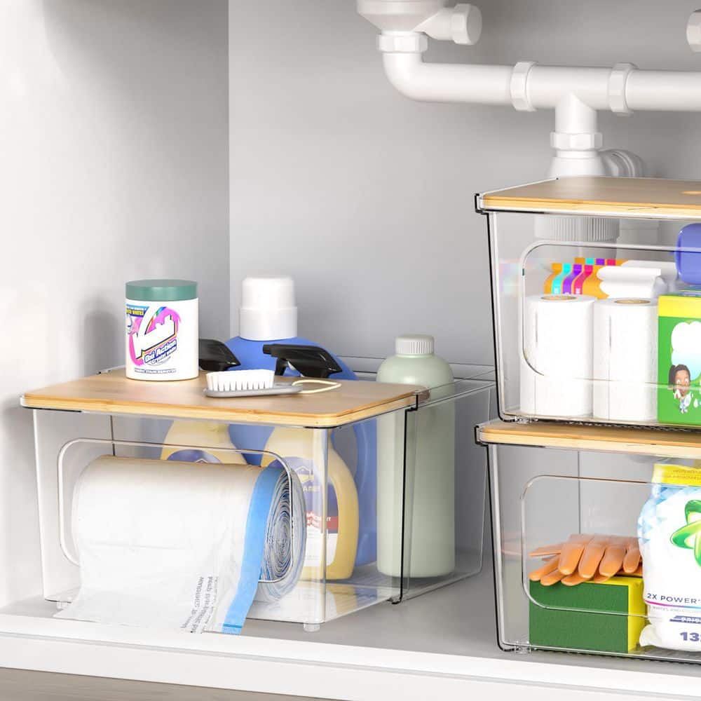 Wudkey 2-in-1 Clear Acrylic Trash Bag Dispenser and Organizer with