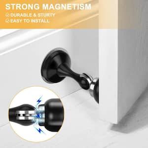 Black Stainless Steel Magnetic Door Stoppers with 3M Adhesive and Screws