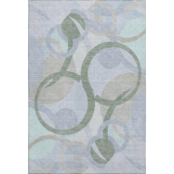 Mayfield Premium Machine Washable Abstract AMF2168 Sage 10 ft. x 14 ft. Area Rug