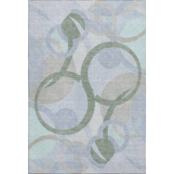 Mayfield Premium Machine Washable Abstract AMF2168 Sage 5 ft. x 7 ft. 6 in. Area Rug