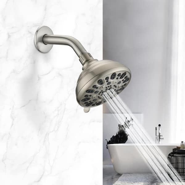 KOHLER Forte 1-Spray Pattern 5.5 in. Single Wall Mount Fixed Shower Head in  Vibrant Brushed Nickel R10282-G-BN - The Home Depot