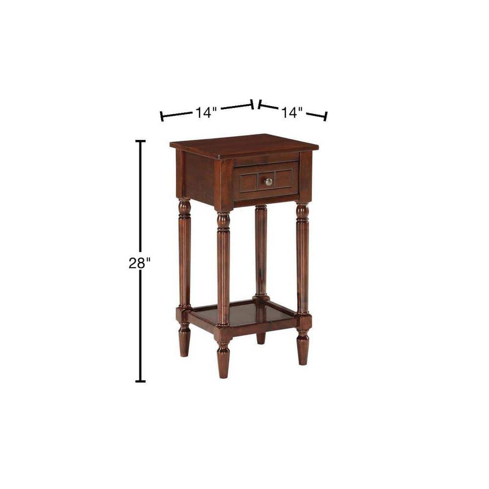 Espresso Wood Accent Table with Drawer and Shelf