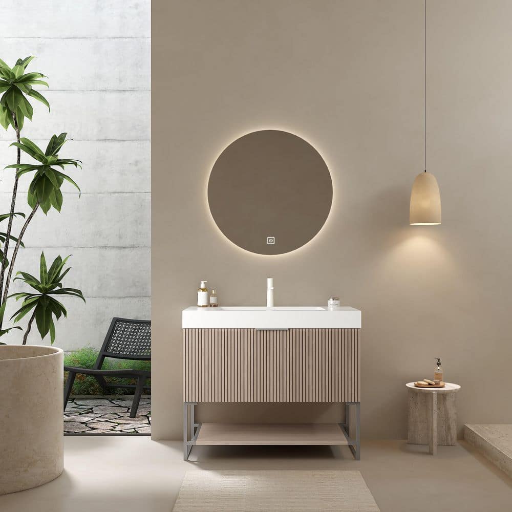 36 in. Single Sink Vanity Freestanding Brown Bath Vanity with White Acrylic Sink Top price history on PriceWatchPro
