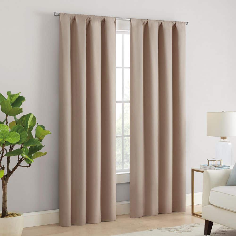 Natural Linen 84" Blackout Rod Pocket Curtain Panel