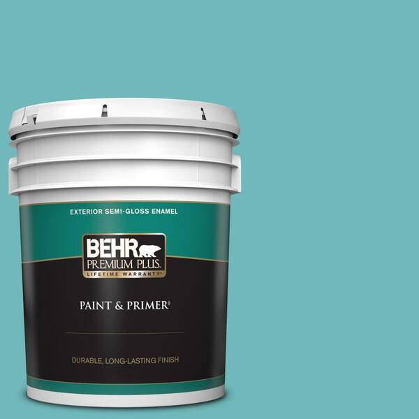 BEHR PREMIUM PLUS 5 gal. #510D-5 Surfer Semi-Gloss Enamel Exterior Paint & Primer