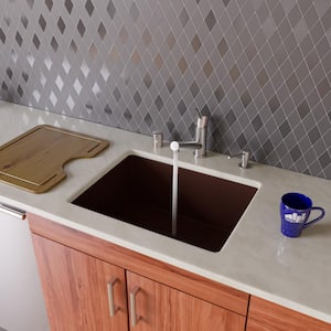 Undermount Granite Composite 23.63 in. Single Bowl Kitchen Sink in Chocolate