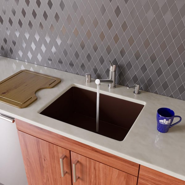 ALFI BRAND Undermount Granite Composite 23.63 in. Single Bowl Kitchen Sink in Chocolate