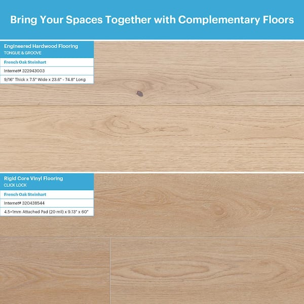 Malibu Wide Plank Steinhart French Oak 9/16in. T x 7.5 in. W T&G Wire Brushed Engineered Hardwood Flooring (23.3 sq.ft./case) CXS