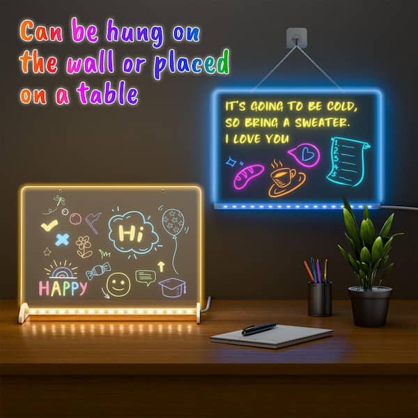 13.8 in. X10 in. LED Note Board with 7 Colors and 4 Light Modes