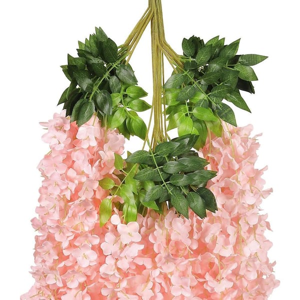 43.2 in. Blush Pink Indoor/Outdoor Artificial Wisteria Vines