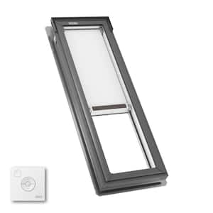 14-1/2 in. x 45-3/4 in. Fixed Deck Mount Skylight with Laminated Low-E3 Glass, White Solar Powered Room Darkening Shade