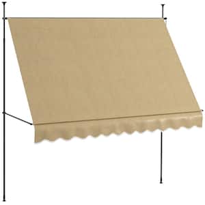 9.8 ft. x 3.9 ft. Beige Non-Screw Freestanding Patio Sun Shade Shelter with Support Pole Stand and UV Resistant Fabric