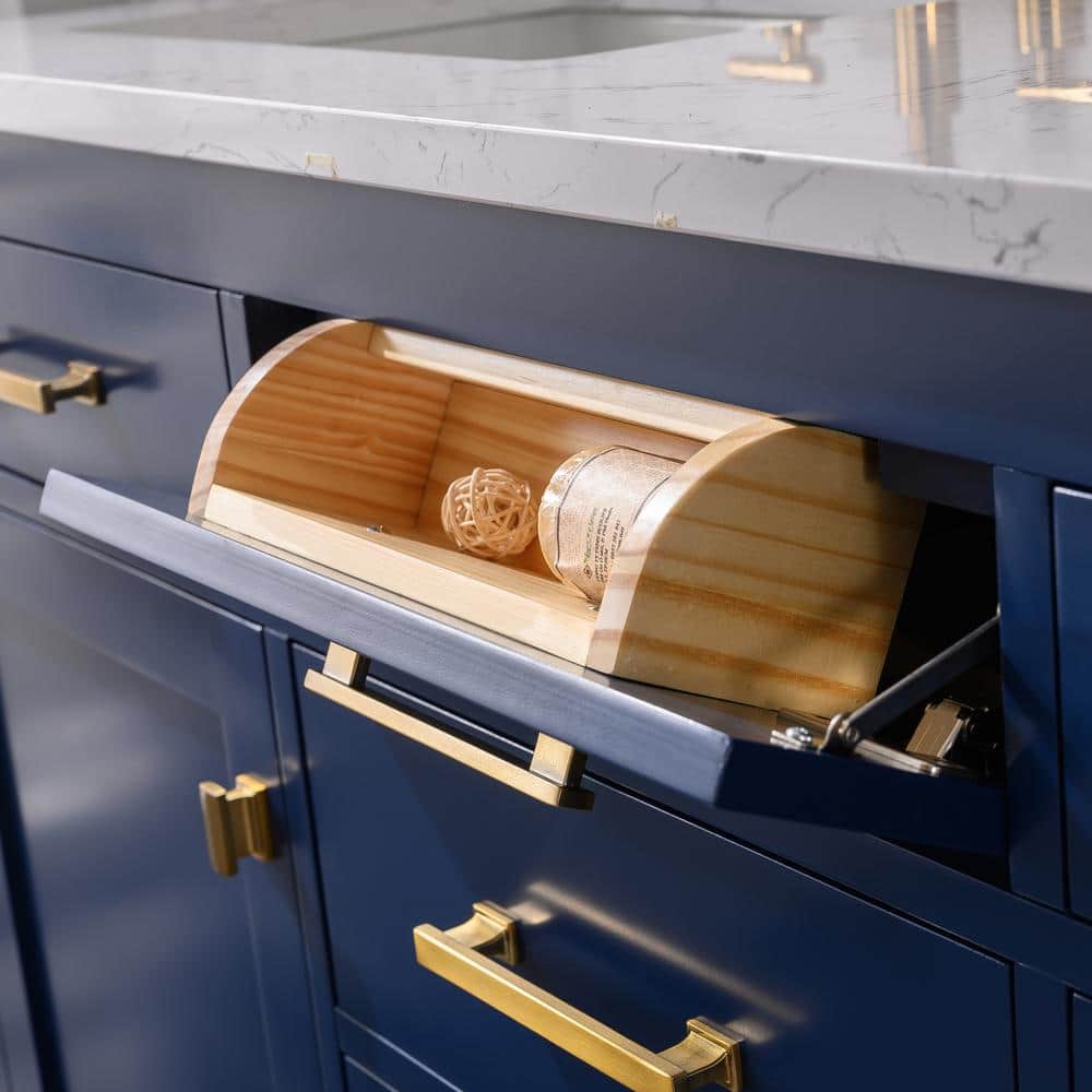 Navy Blue Double Freestanding Bathroom Vanity with Gold Hardware