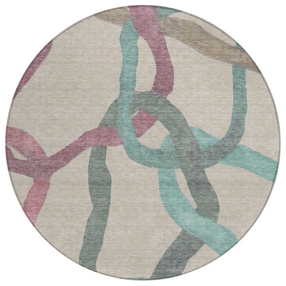 Chantille Machine Washable Indoor/Outdoor Abstract ACN2394 Tan 8 ft. x 8 ft. Round Rug price history on PriceWatchPro