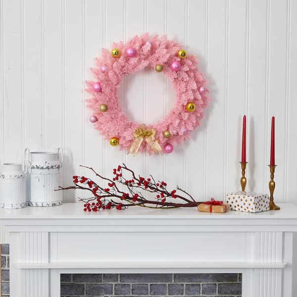 DIY Pink Winter Wreath for the New Year - Color Me Thrifty