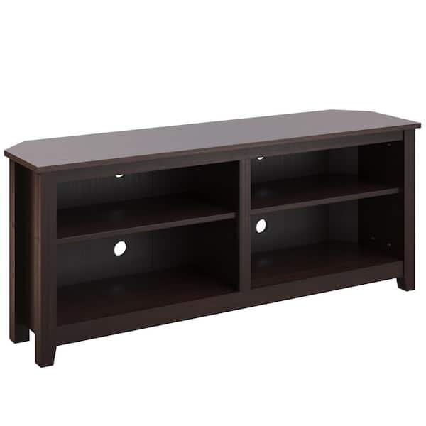 Lavish Home 58 in. Espresso TV Stand with 4 Cubbies and 2 Shelves Fits TV's up to 65 in.