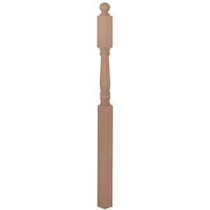 Stair Parts 4546 72 in. x 3-1/2 in. Unfinished Red Oak Ball Top Landing Newel Post for Stair Remodel