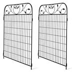 44 in. Black Galvanized Metal Decorative Outdoor Garden Border Fence