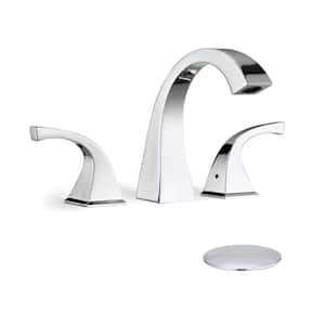 8 in. Widespread 2-Handle Bathroom Faucet with Drain Assembly in Polished Chrome