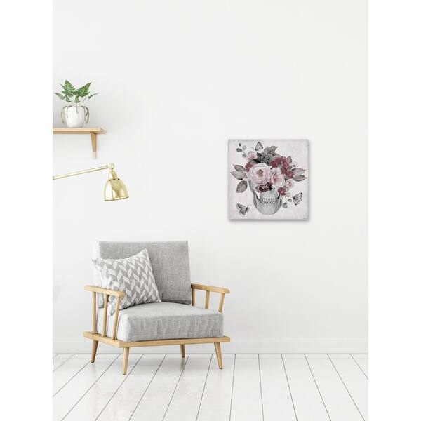 Marmont Hill Skull and Pink Peonies Painting Print on Wrapped Canvas