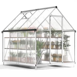 6 ft. W x 8 ft. D Polycarbonate Greenhouse for Outdoors, Walk-in Green House Kit with Adjustable Roof Vent