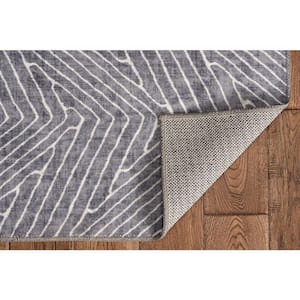 Washable Liam Grey/Ivory 2 ft. x 3 ft. Rectangle Abstract Area Rug