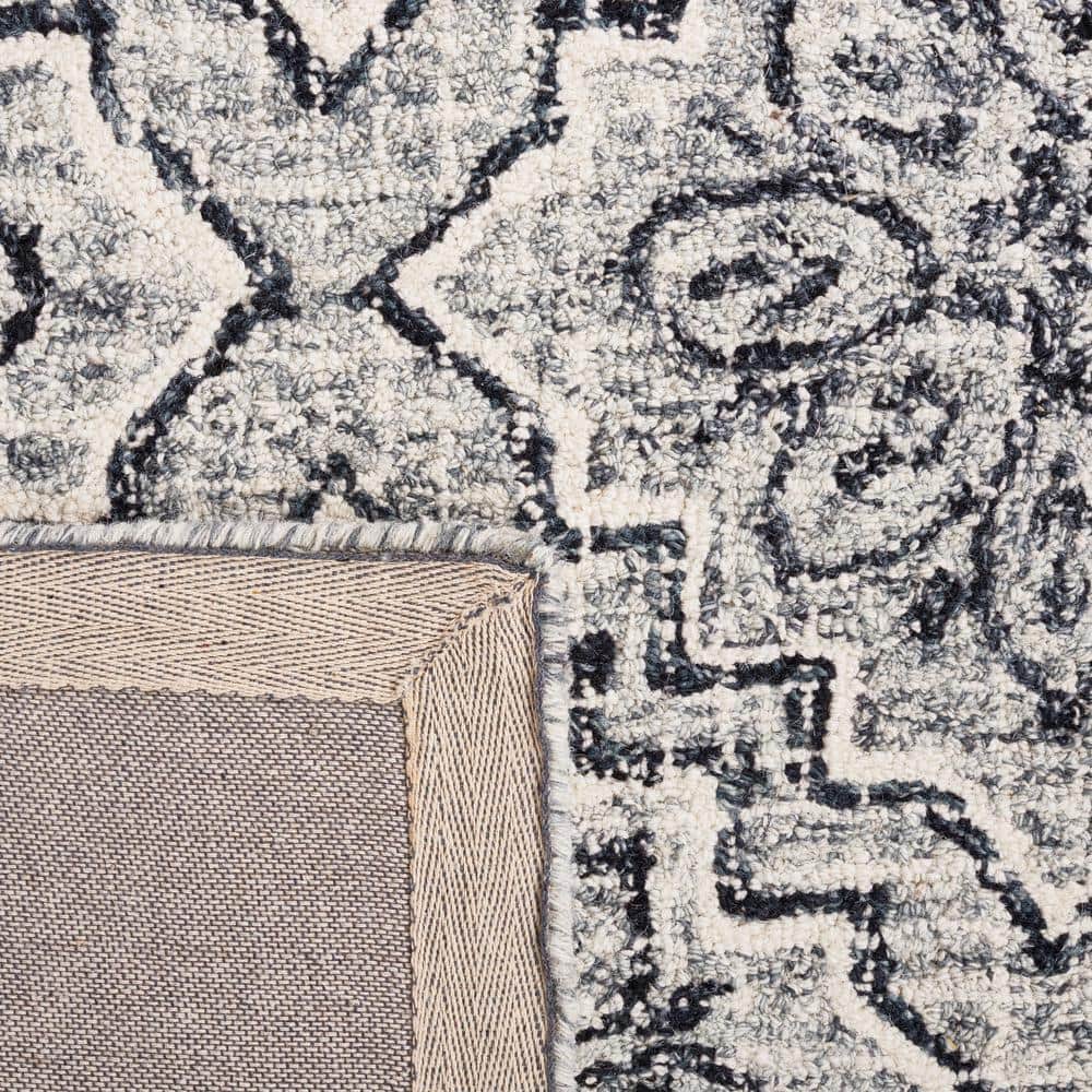 Handmade Gray Wool Tufted Abstract Rectangular Rug