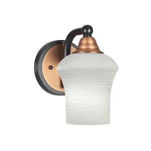 Madison 5.5 in. 1-Light Matte Black and Brass Wall Sconce with Standard Shade
