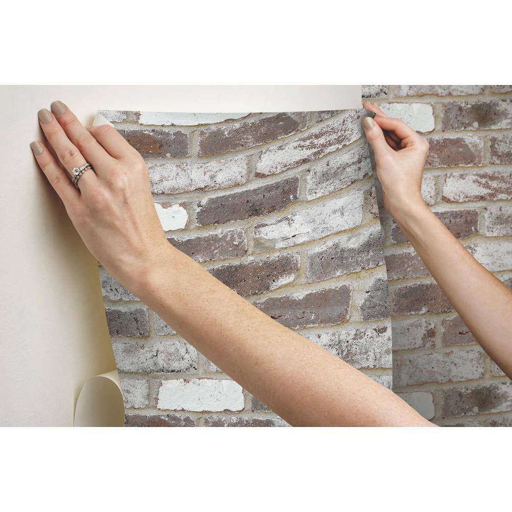 Reclaimed Brown and Gray Brick Peel and Stick Wallpaper
