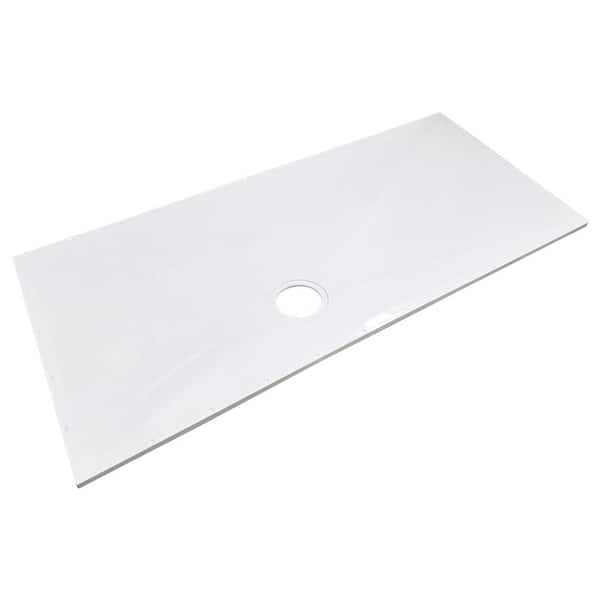 Transolid Ready to Tile 32.28 in. L x 70.86 in. W Alcove Shower Pan Base with Rear Offset Center Drain in White