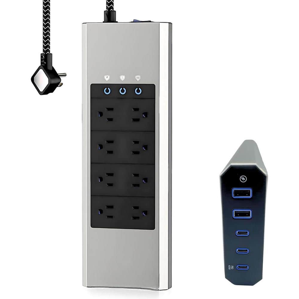 8-Outlet Power Strip Surge Protector with USB Port and 4000 Joules Heavy Du