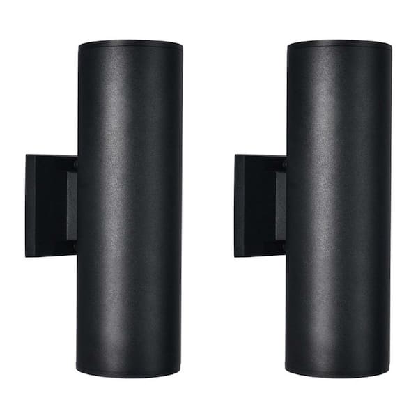 RRTYO Raelinn 13 in. Industrial Outdoor Hardwired Cylindrical Waterproof Lantern Wall Sconces with No Bulbs Included (2-Pack)
