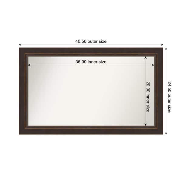 Amanti Art Lara Bronze 40.5 in. W x 24.5 in. H Custom Non-Beveled Wood Framed Bathroom Vanity Wall Mirror