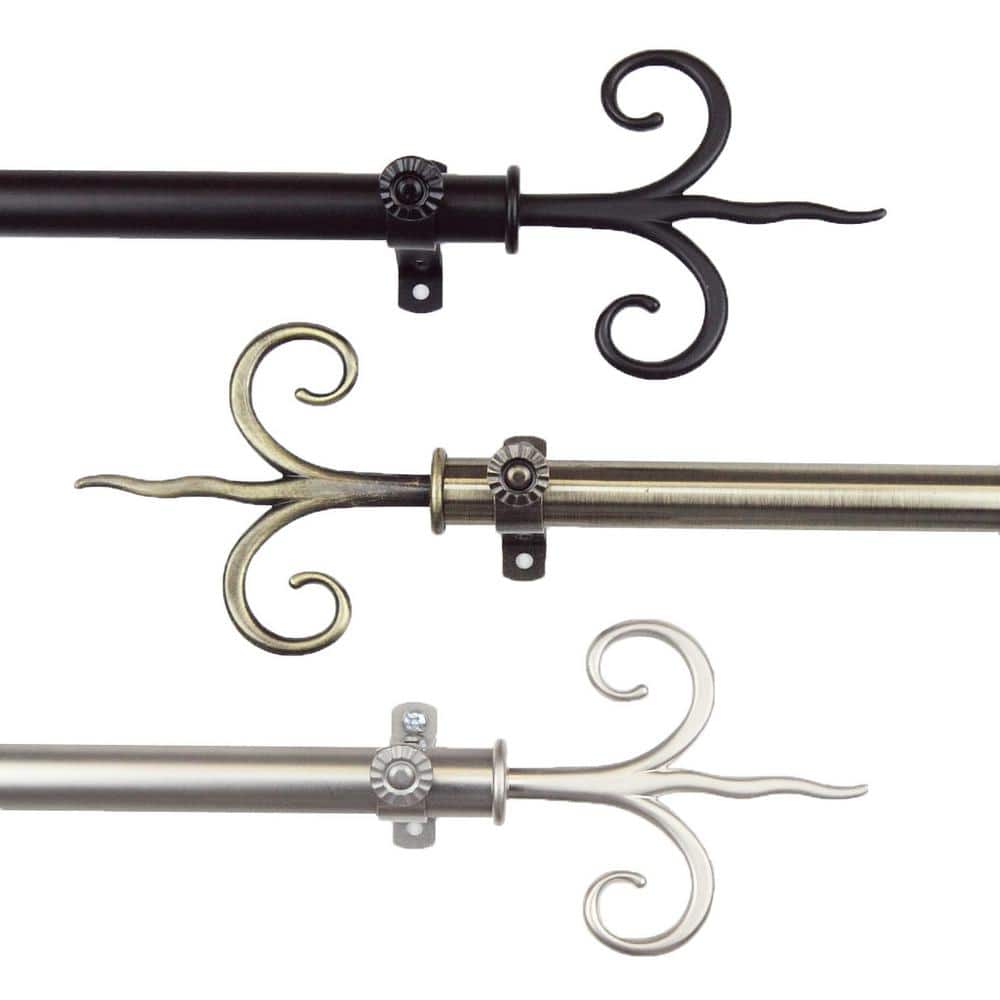 3/4 in. Dia Adjustable 48 in. to 84 in. Single Curtain Rod in Satin Nickel with Lily Finials price history on PriceWatchPro