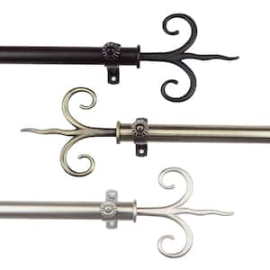3/4 in. Dia Adjustable 120 in. to 170 in. Singel Curtain Rod in Satin Nickel with Lily Finials