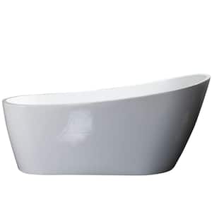 55 in. L x 28 in. W High Grade Acrylic Freestanding Soaking SPA Tub Flatbottom Non-Whirlpool Bathtub in White