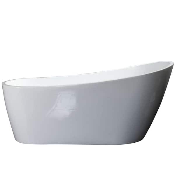 Satico 55 in. L x 28 in. W High Grade Acrylic Freestanding Soaking SPA Tub Flatbottom Non-Whirlpool Bathtub in White
