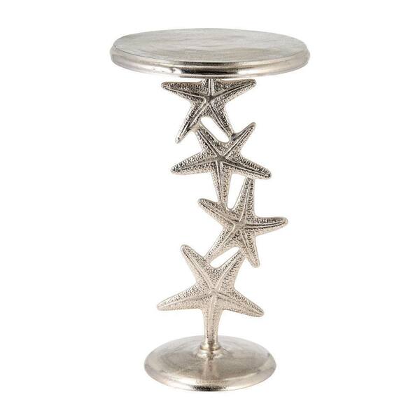 Liv & Skye 14 in. Silver Round Metal Accent Table