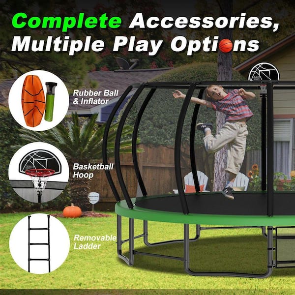 SUNRINX 15 FT Large Pumpkin type Trampoline with Enclosure in