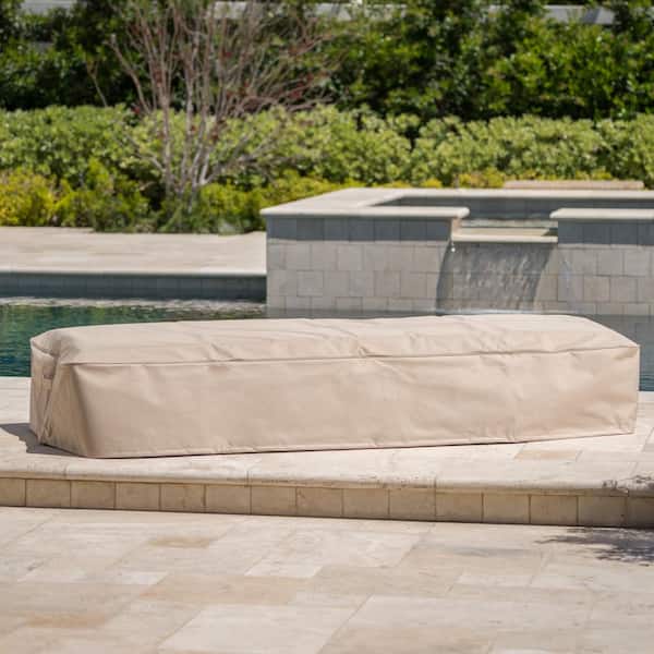 Noble House Calvin Beige Waterproof Fabric Outdoor Patio Lounge Set Cover