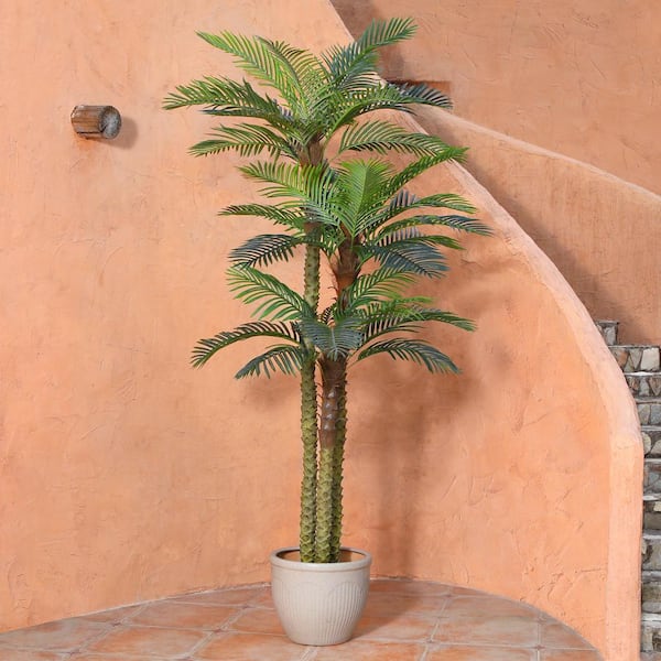 10 ft. Tall Artificial Palm Tree, Large UV Resistant Faux Tropical Palm Plants for Patio Poolside Home Office Decor