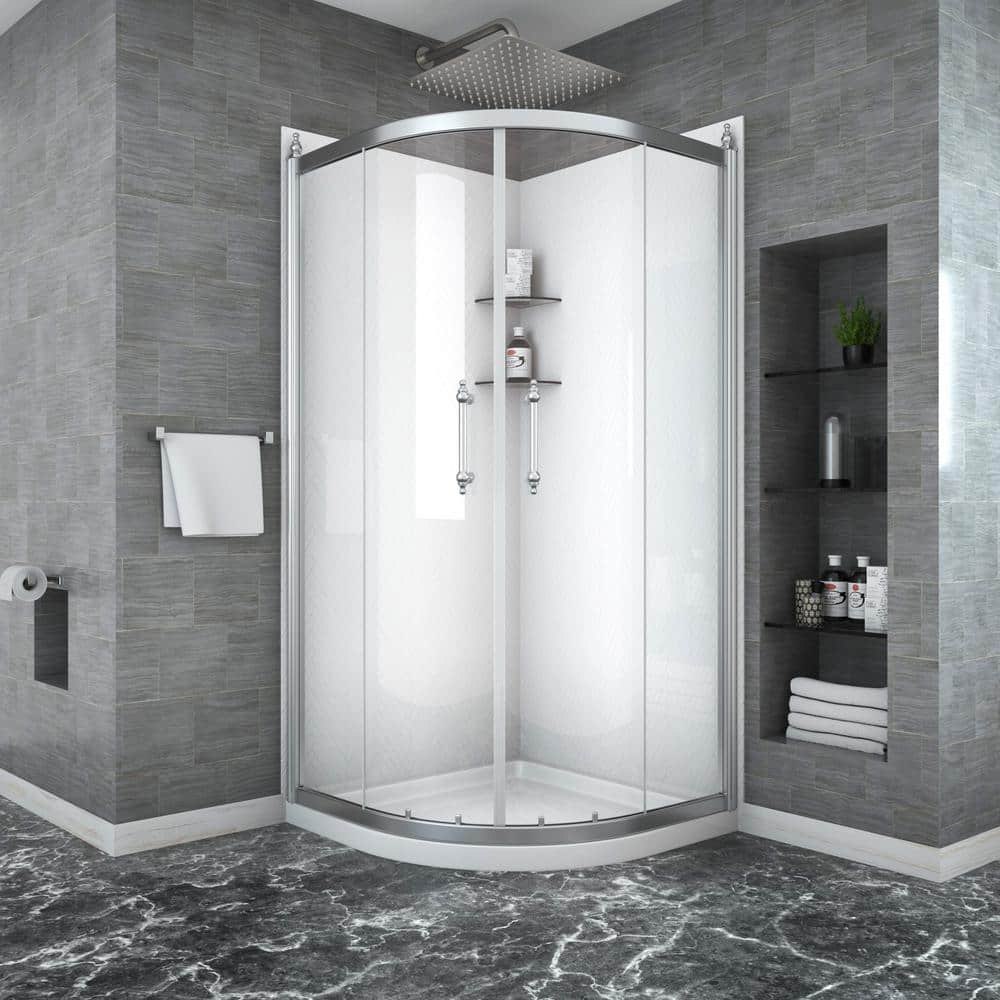 36 in. W x 75 in. H Neo Angle Semi Frameless Corner Sliding Shower Door in Chrome Finish price history on PriceWatchPro