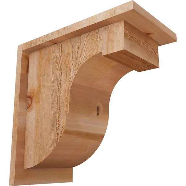 Ekena Millwork 8 in. x 14 in. x 14 in. Western Red Cedar Del Monte Rough Sawn Corbel with Backplate