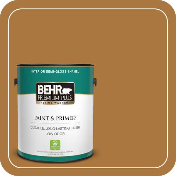 BEHR PREMIUM PLUS 1 gal. #M250-7 Blonde Wood Semi-Gloss Enamel Low Odor Interior Paint & Primer