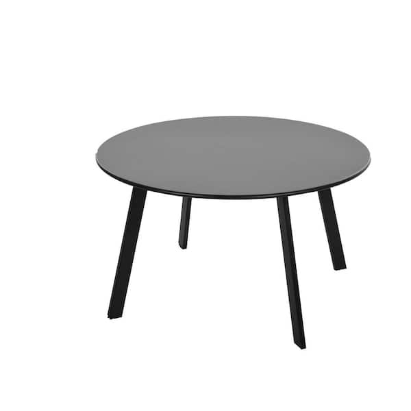 28 in. x 28 in. x 16 in. Black Round Coffee table for outdoor