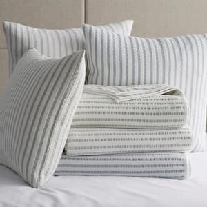 Ruched Stripe Cotton Blanket