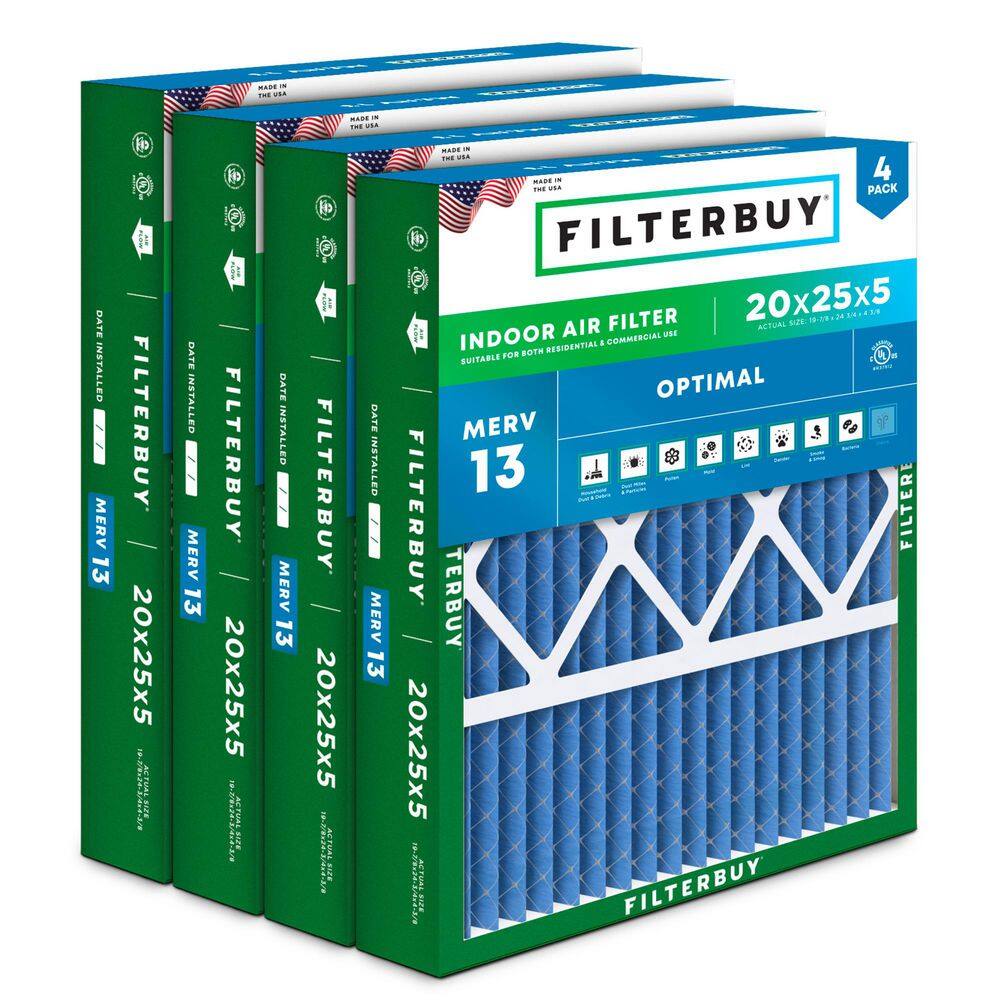 20 in. x 25 in. x 5 in. MERV 13 (FPR 10) Health Defense Pleated HVAC AC Furnace Air Filters for Honeywell (4-Pack) price history on PriceWatchPro