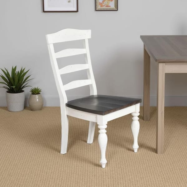 Orso White and Dark Brown Mindi Wood Ladderback Design Dining Chair (Set of 2)